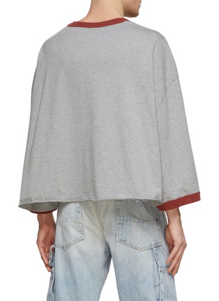 Back View - Click To Enlarge - DOUBLET - ‘Vote For' Slogan Print Cropped Oversized Contrast Ringer Cotton T-Shirt