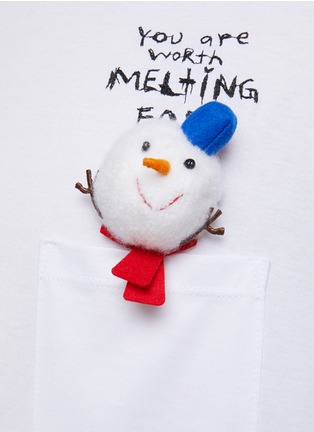  - DOUBLET - Slogan Print Snowman Motif Crewneck Cotton T-Shirt