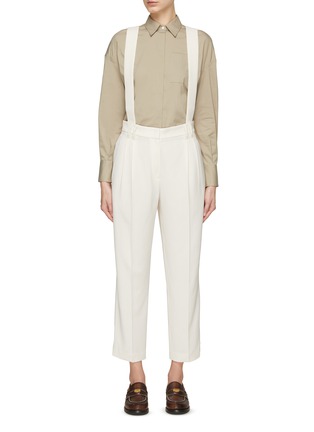 Main View - Click To Enlarge - BRUNELLO CUCINELLI - Detachable Suspenders Pleated Cropped Pants