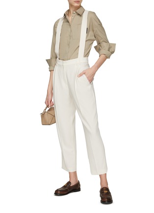 Figure View - Click To Enlarge - BRUNELLO CUCINELLI - Detachable Suspenders Pleated Cropped Pants