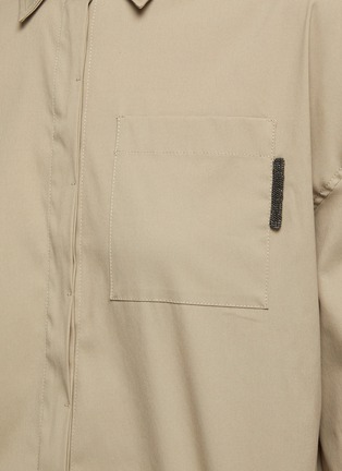  - BRUNELLO CUCINELLI - Beaded Detailing Concealed Placket Cotton Blend Shirt