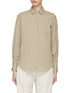 Main View - Click To Enlarge - BRUNELLO CUCINELLI - Beaded Detailing Concealed Placket Cotton Blend Shirt