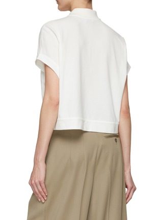Back View - Click To Enlarge - BRUNELLO CUCINELLI - Sequin Embellished Flower Embroidery Cap Sleeve Polo Top