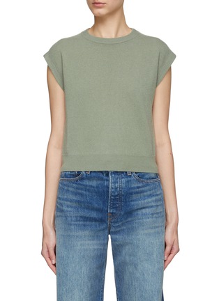Main View - Click To Enlarge - BRUNELLO CUCINELLI - Crewneck Cap Sleeve Cashmere Knit Top