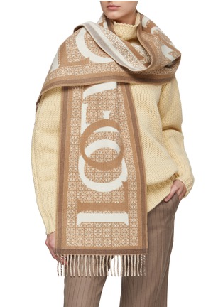 Figure View - Click To Enlarge - LOEWE - Overlapping Logo Anagram Jacquard Wool Blend Scarf