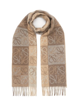 Main View - Click To Enlarge - LOEWE - Anagram Fringed Wool Cashmere Blend Scarf
