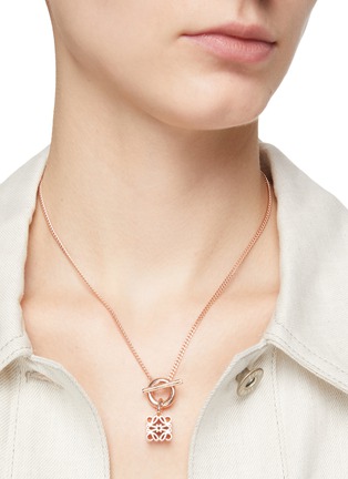 Figure View - Click To Enlarge - LOEWE - ROSE GOLD-PLATED STERLING SILVER ANAGRAM PENDANT NECKLACE