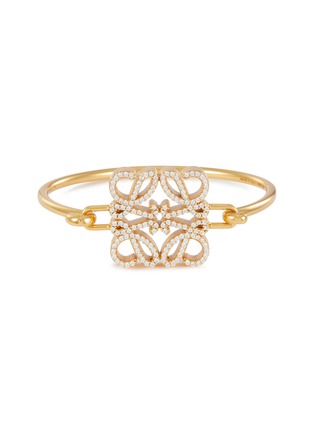 Main View - Click To Enlarge - LOEWE - Gold Plated Sterling Silver Zirconia Anagram Bangle
