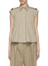 Main View - Click To Enlarge - BRUNELLO CUCINELLI - Monili Embellished Epaulette Cap Sleeve Cotton Button Up Shirt