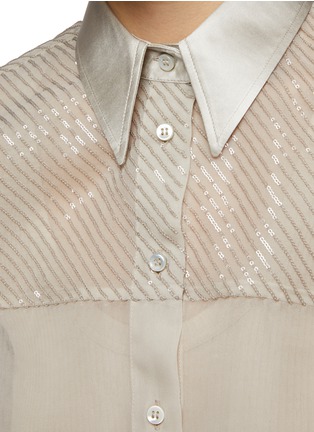  - BRUNELLO CUCINELLI - Sequin Embellished Silk Chiffon Button Up Blouse