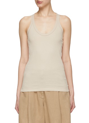 Main View - Click To Enlarge - BRUNELLO CUCINELLI - Monili Embellished Crewneck Sleeveless Ribbed Knit Top