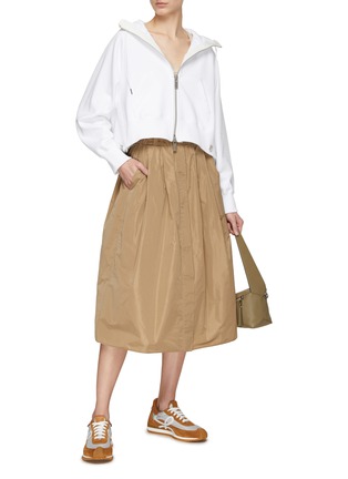 Figure View - Click To Enlarge - BRUNELLO CUCINELLI - Belted Techno Taffeta A-Line Midi Skirt