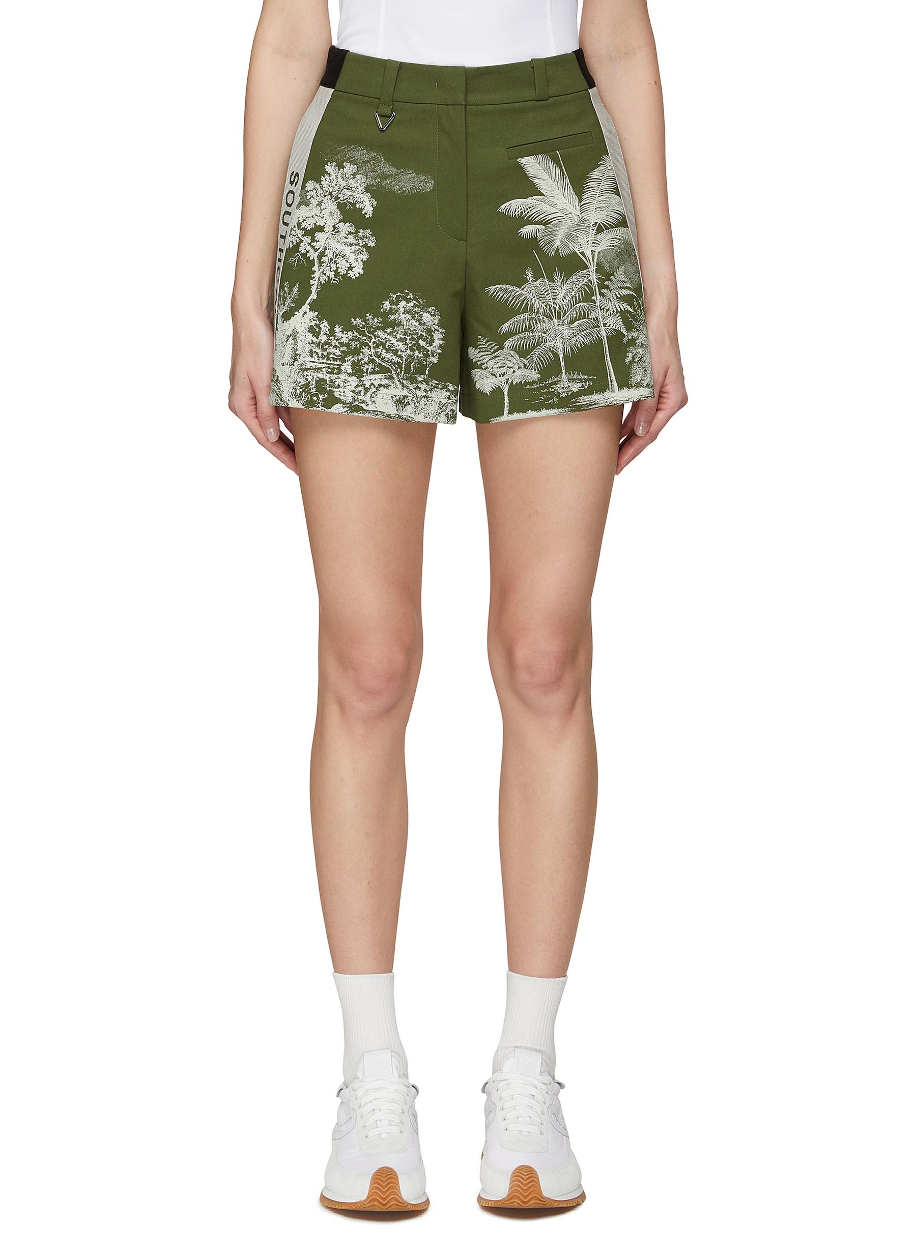 Southcape Logo Stripe Forest Print Shorts In Green