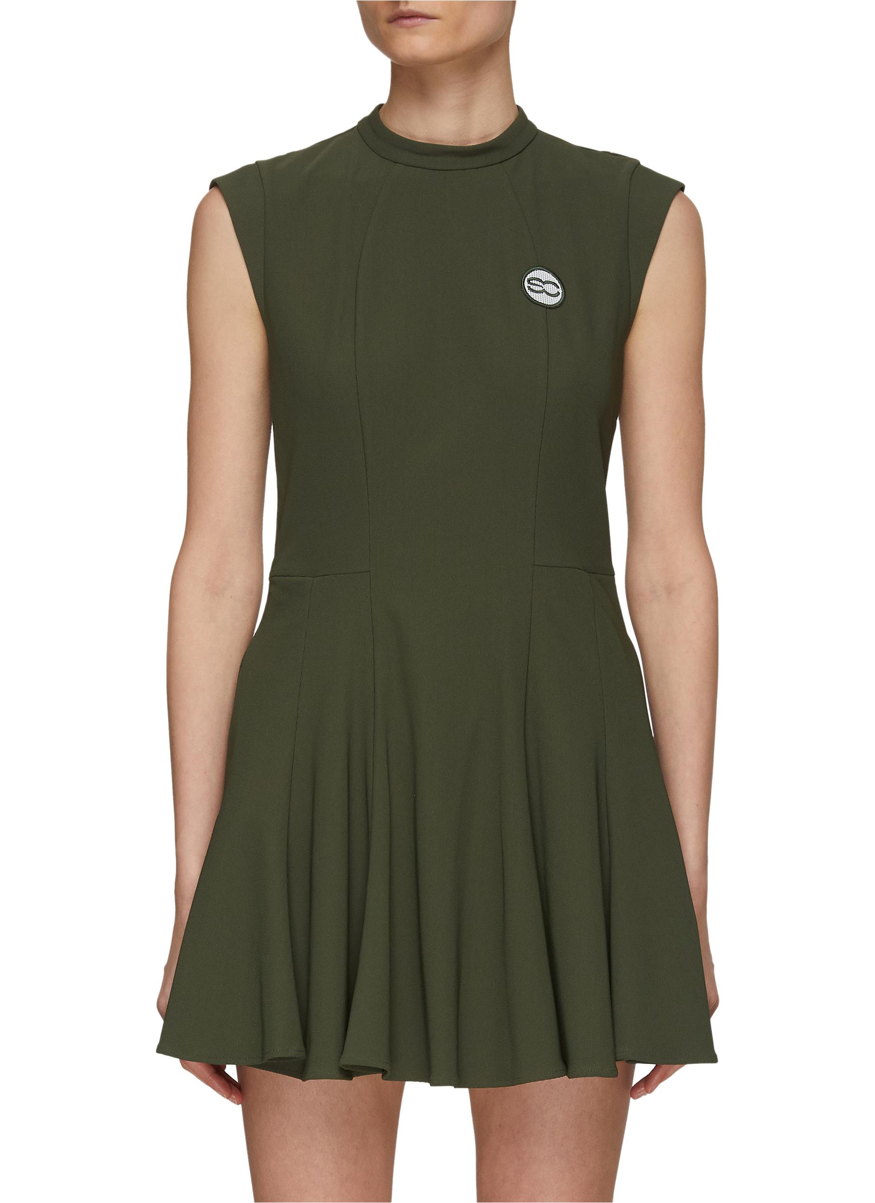 Southcape Logo Patch Sleeveless Flared Mini Dress In Green