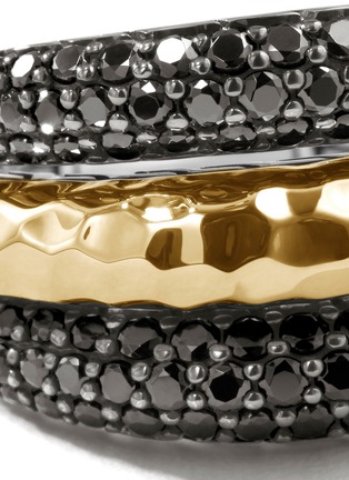 Detail View - Click To Enlarge - JOHN HARDY - ‘Classic Chain’ Hammered 18K Gold Silver Black Sapphire And Spinel Ring