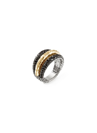 Main View - Click To Enlarge - JOHN HARDY - ‘Classic Chain’ Hammered 18K Gold Silver Black Sapphire And Spinel Ring