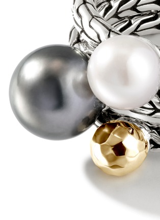 Detail View - Click To Enlarge - JOHN HARDY - ‘Classic Chain’ Hammered 18K Gold Silver Tahitian And Freshwater Pearl Ring