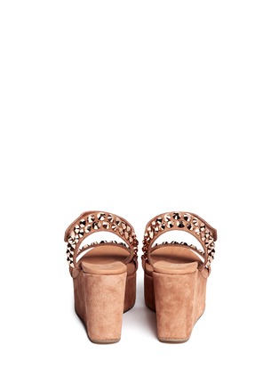 Back View - Click To Enlarge - PEDRO GARCIA  - Dana studded suede wedge sandals
