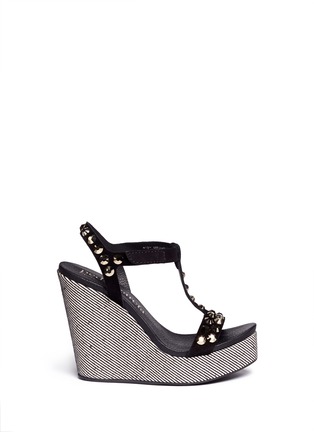 Main View - Click To Enlarge - PEDRO GARCIA  - Tyra crystal embellished suede wedge sandals