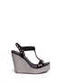 Main View - Click To Enlarge - PEDRO GARCIA  - Tyra crystal embellished suede wedge sandals