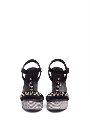 Figure View - Click To Enlarge - PEDRO GARCIA  - Tyra crystal embellished suede wedge sandals
