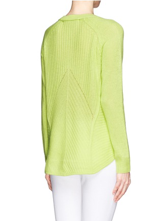 Back View - Click To Enlarge - DIANE VON FURSTENBERG - 'Ivory' ribbed panel cashmere sweater