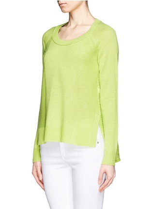 Front View - Click To Enlarge - DIANE VON FURSTENBERG - 'Ivory' ribbed panel cashmere sweater