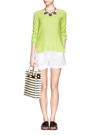 Figure View - Click To Enlarge - DIANE VON FURSTENBERG - 'Ivory' ribbed panel cashmere sweater