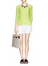 Figure View - Click To Enlarge - DIANE VON FURSTENBERG - 'Ivory' ribbed panel cashmere sweater