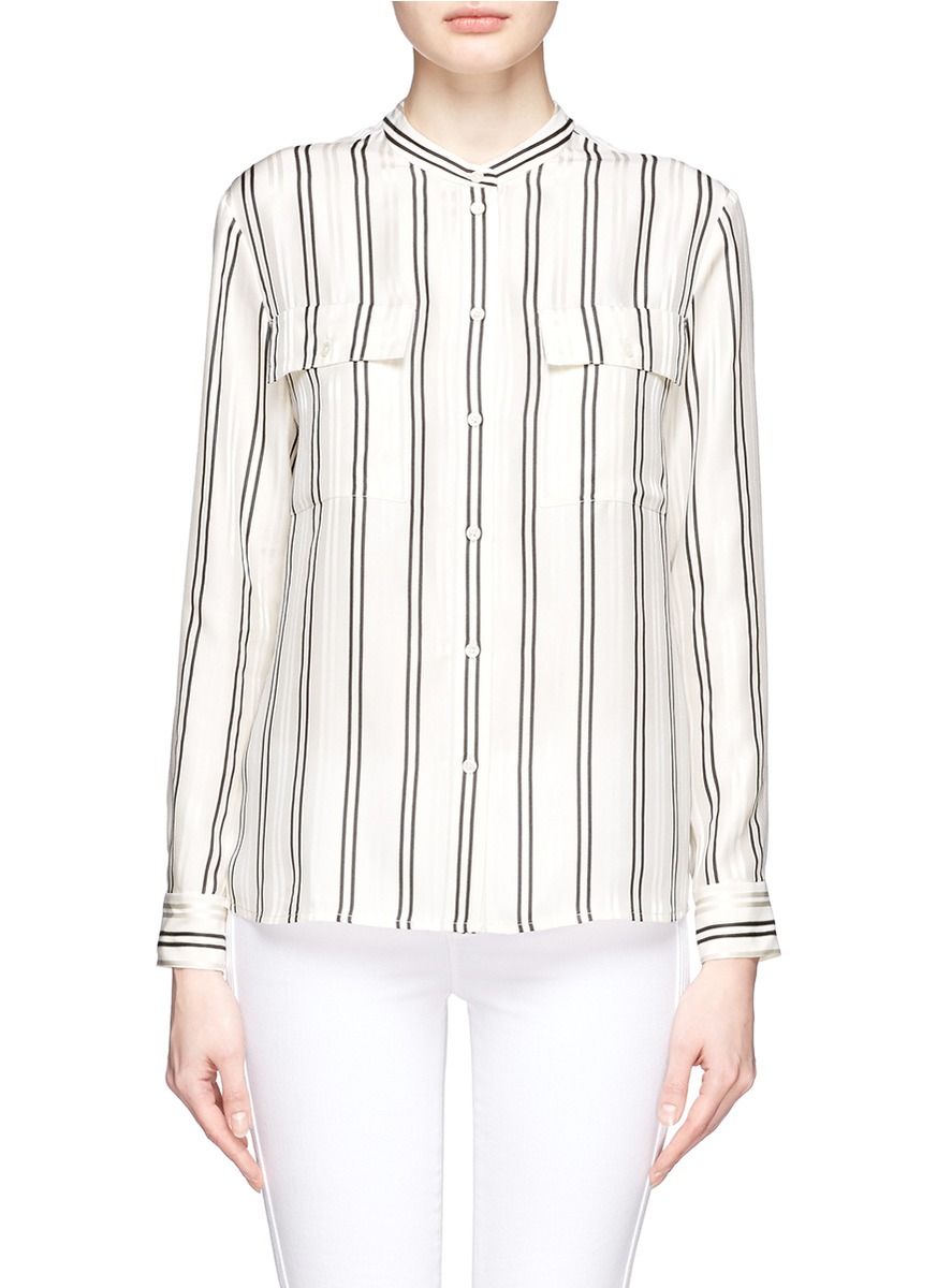 J.CREW - Collection satin-stripe blouse - on SALE | Multi-colour ...
