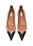 Detail View - Click To Enlarge - ALAÏA - ‘Coeur’ Patent Leather Panel Suede Ballerina Flats