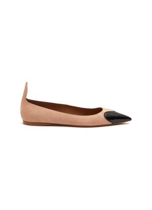 Main View - Click To Enlarge - ALAÏA - ‘Coeur’ Patent Leather Panel Suede Ballerina Flats