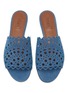 Detail View - Click To Enlarge - ALAÏA - ‘Vienne’ Perforated Strap Suede Slides
