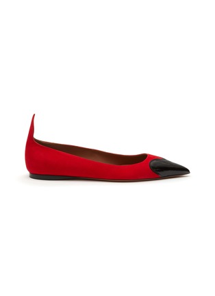 Main View - Click To Enlarge - ALAÏA - ‘Coeur’ Patent Leather Panel Suede Ballerina Flats