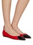 Figure View - Click To Enlarge - ALAÏA - ‘Coeur’ Patent Leather Panel Suede Ballerina Flats
