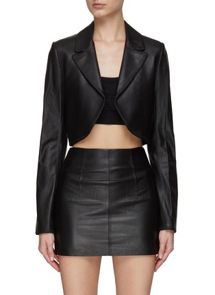 Main View - Click To Enlarge - RTA - ‘KALEO’ BRAIDED TRIM CROPPED LEATHER JACKET