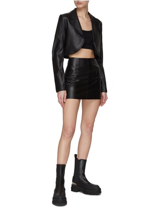 Figure View - Click To Enlarge - RTA - ‘KALEO’ BRAIDED TRIM CROPPED LEATHER JACKET