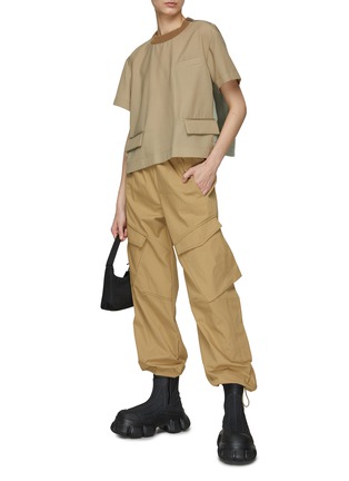 Figure View - Click To Enlarge - SACAI - Contrast Panel Flap Pocket Crewneck Short Sleeve T-Shirt