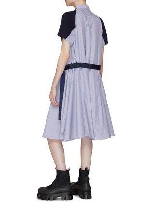 Back View - Click To Enlarge - SACAI - Belted Knit Panel Striped Dress