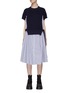 Main View - Click To Enlarge - SACAI - Belted Knit Panel Striped Dress