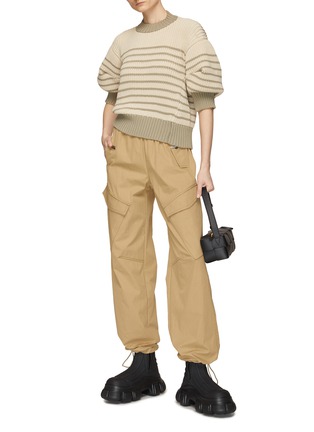 Figure View - Click To Enlarge - SACAI - Puff Sleeve Striped Knit Sweater