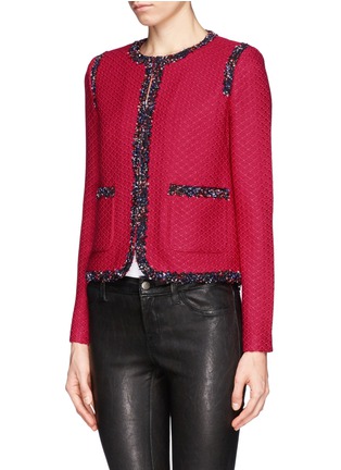 Front View - Click To Enlarge - ST. JOHN - Crossed throw wool knit blazer