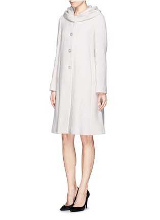 Figure View - Click To Enlarge - ARMANI COLLEZIONI - Roll collar wool crepe coat