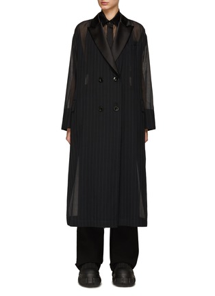 Main View - Click To Enlarge - SACAI - Sheer Pinstripe Long Coat