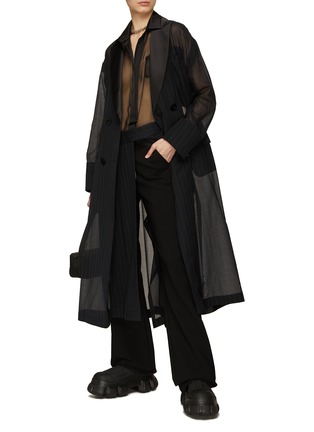 Figure View - Click To Enlarge - SACAI - Sheer Pinstripe Long Coat
