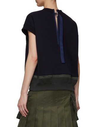 Back View - Click To Enlarge - SACAI - Elasticated Waist Panel Cropped Sweat Top