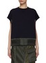 Main View - Click To Enlarge - SACAI - Elasticated Waist Panel Cropped Sweat Top