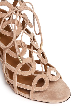 Detail View - Click To Enlarge - AQUAZZURA - X Olivia Palermo suede gladiator sandals