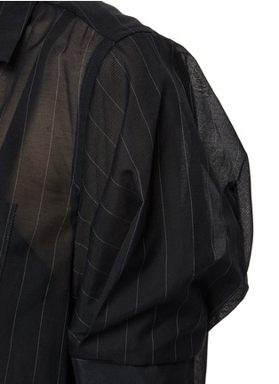  - SACAI - Puff Sleeve Sheer Pinstripe Shirt Dress