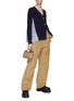 Figure View - Click To Enlarge - SACAI - Stripe Pleated Back Panel V-Neck Cardigan
